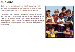 Sample from Teaching English Language Learners Course #1