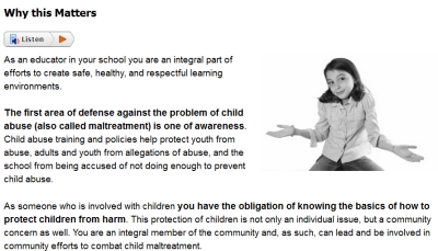 Sample from Recognizing & Preventing Child Abuse course #4