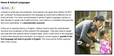 Sample from Teaching English Language Learners course #2