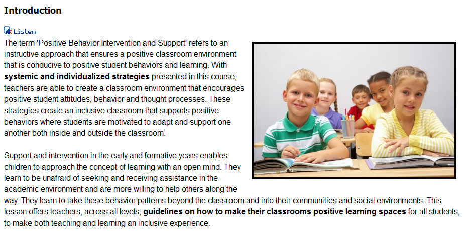 Classroom Management for Positive Behaviors 